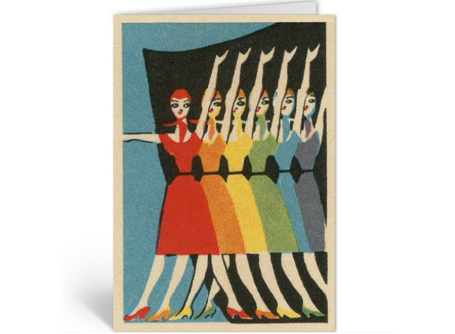 wenskaart - performers in rainbow colours