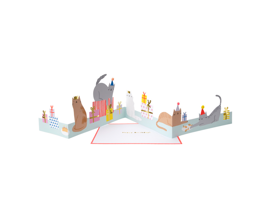wenskaart - fold - cat party