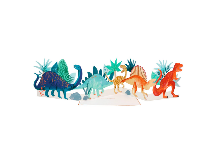 wenskaart - fold - dinosaur party