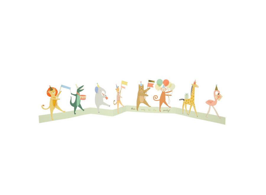 wenskaart - fold - animal parade