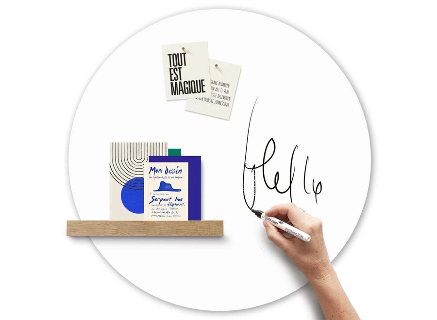 magneetsticker - cirkel d 60cm - wit- voor whiteboardmarkers