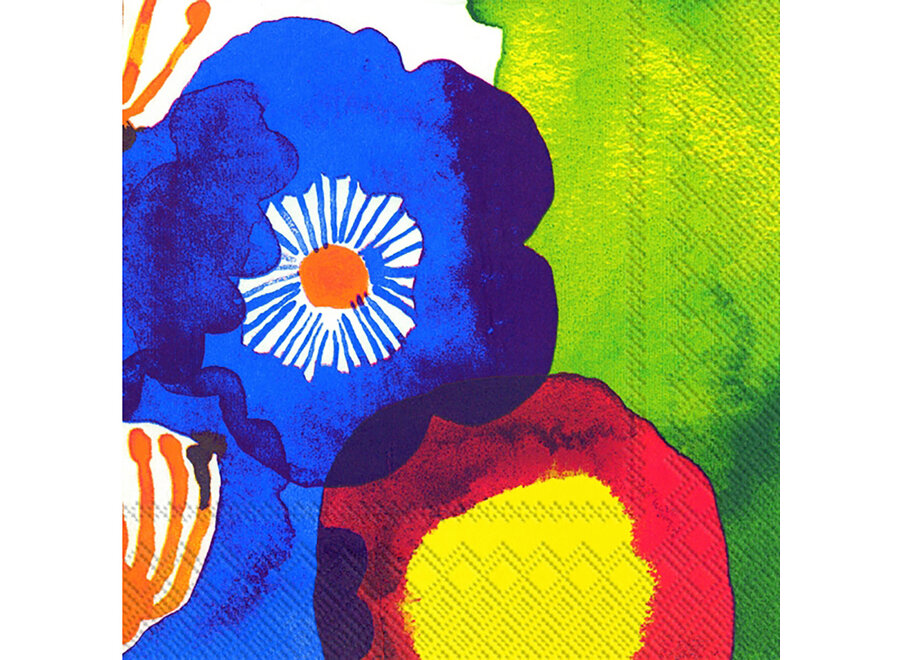 Servet - Cocktail - 25cm x 25cm - waterverf bloemen