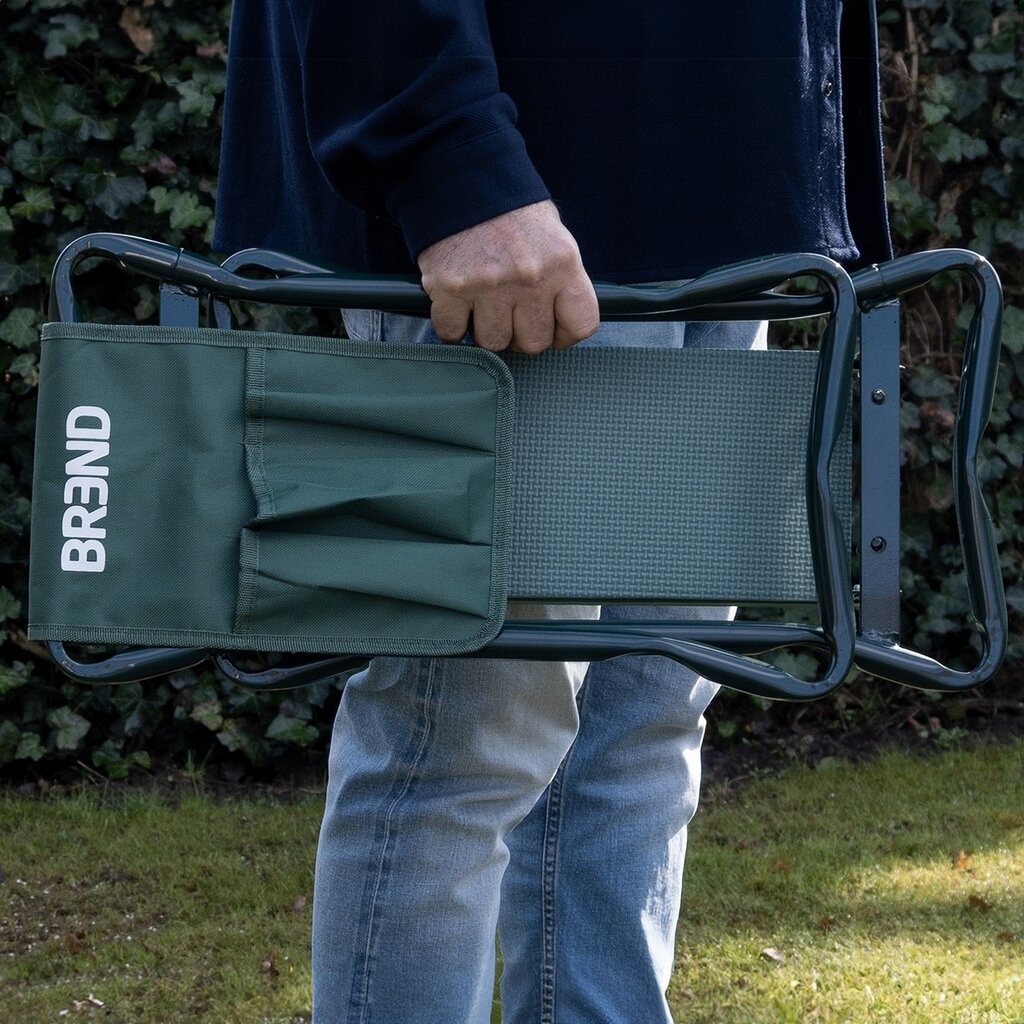 BREND BREND BR-2252 Inklapbare Tuinkruk met Kniesteun en Gereedschapstassen