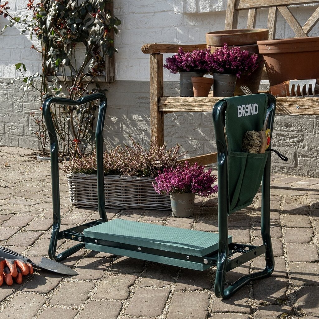 BREND BREND BR-2252 Inklapbare Tuinkruk met Kniesteun en Gereedschapstassen