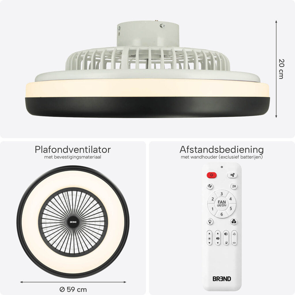 BREND BREND BR-2253 Slimme Plafondlamp met Ventilator - App en Afstandsbediening