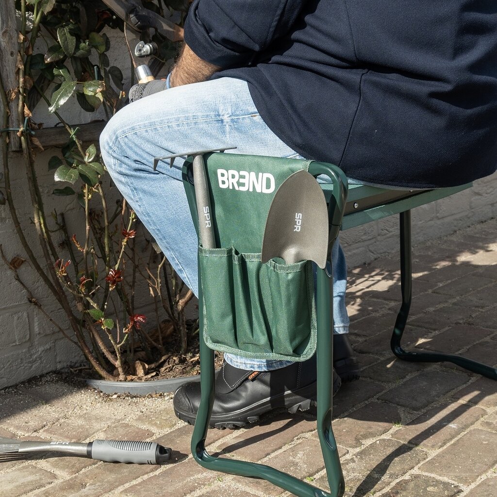 BREND BREND BR-2252 Inklapbare Tuinkruk met Kniesteun en Gereedschapstassen