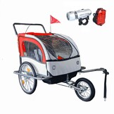 Cykelvagn för barn - cykel släpvagn - 2-sitsig - stötdämpare - röd