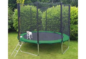 Trampolin grøn 305 cm - med sikkerhedsnet & stige - op til 120 kg