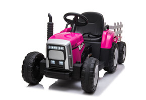 Elektriskt styrd traktor med släp - rosa
