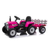 Elektriskt styrd traktor med släp - rosa