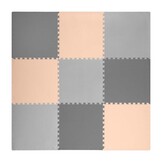 Baby Playmat - Foam Puzzle Mat - 180x180cm - Grey-Peach