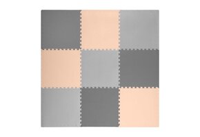 Baby Playmat - Foam Puzzle Mat - 180x180cm - Grey-Peach