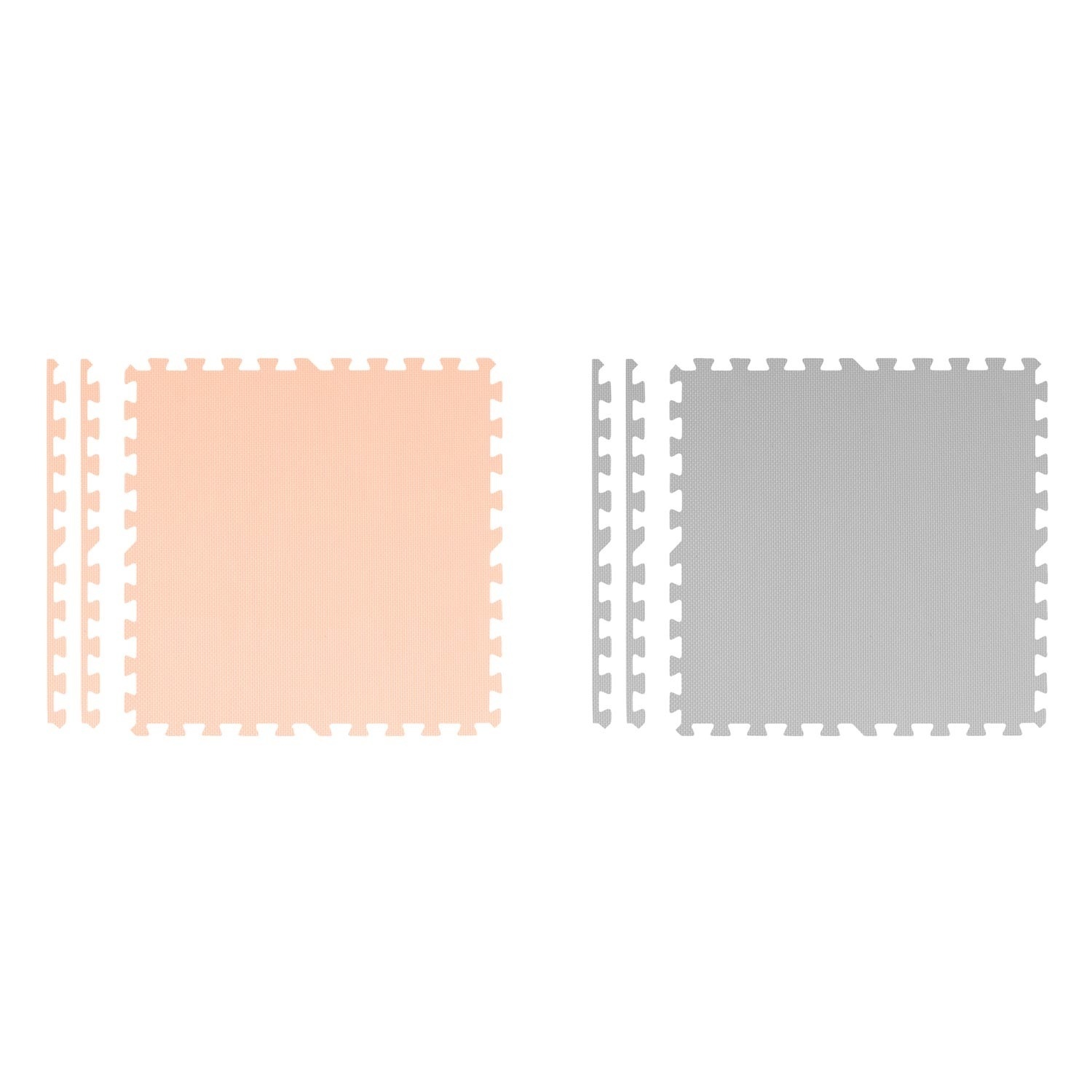 Baby Playmat - Foam Puzzle Mat - 180x180cm - Grey-Peach
