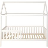 Husbädd hus - barnsäng - trä - med staket - 200 x 90 cm - vit