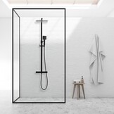 Black Shower Panel - with 25cm Rain Shower - and Thermostatic Faucet