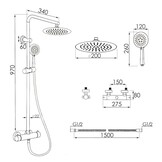 Shower Set - Rain Shower 20cm - with Thermostatic Faucet - Black