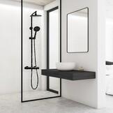 Shower Set - Rain Shower 20cm - with Thermostatic Faucet - Black