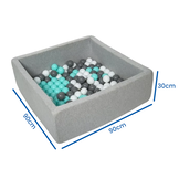 Ball pit - sturdy ball pit - 90x90 cm - 150 balls Ø 7 cm - white, gray, turquoise.
