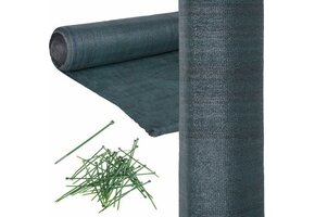 Privacy Net - Shade Net Roll - 62 percent - 1.5 x 25 m - Sunscreen Mesh - Privacy Net - Green - Includes Mounting Kit - Garden