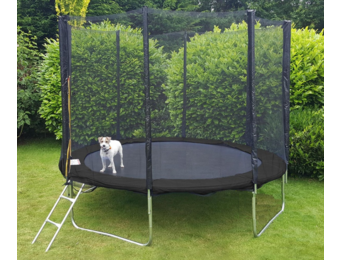 Trampolin sort 244 cm - med sikkerhedsnet - op til 110 kg.