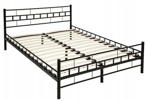 Metal bed frame with slatted base - 180x200 - black