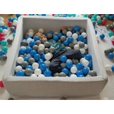 Ball pit - sturdy ball pit - 90x90 cm - 150 balls Ø 7 cm - white, pink, grey, black.