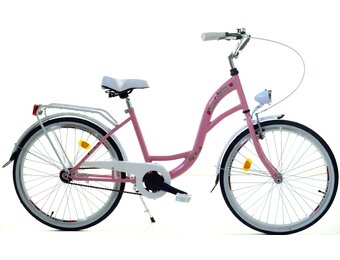 Pigecykel - 24 tommer - robust - hvid lyserød - Dallas Bike