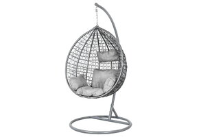 Hanging chair - egg chair - with gray stand & cushions - up to 125kg