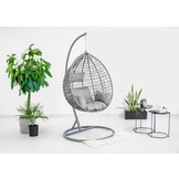 Hanging chair - egg chair - with gray stand & cushions - up to 125kg