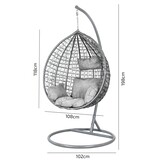 Hanging chair - egg chair - with gray stand & cushions - up to 125kg