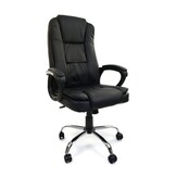 Office chair with luxury seat and armrests - black - adjustable