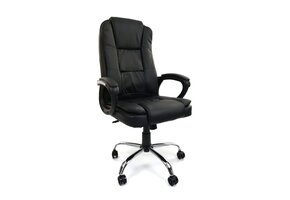 Office chair with luxury seat and armrests - black - adjustable