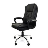 Office chair with luxury seat and armrests - black - adjustable