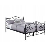 Metal bed frame with slatted base - 140x200 - black with crystal