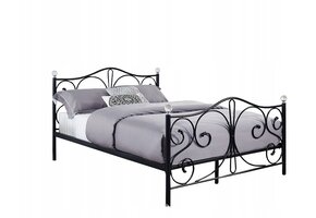 Metalsengestel med lamelbunde - 140x200 - sort med krystal