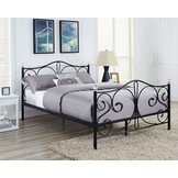Metal bed frame with slatted base - 140x200 - black with crystal