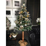 Artificial Christmas Tree 160 cm - with snow and pinecones and wooden trunk