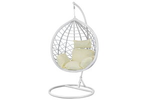Hanging Chair - Egg Chair - with frame - white-beige - up to 125 kg