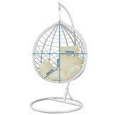 Hanging Chair - Egg Chair - with frame - white-beige - up to 125 kg