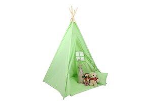 Tipi tent - play tent with floor mat and cushions - green