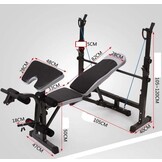 Weight bench fitness with weights and barbell - combination set 60 kg