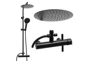 Shower set - with Shower Mixer Tap - and Rain Shower - Black
