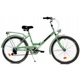 Hopfällbar cykel - 24 tum - 6 växlar - mintgrön