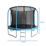 Trampoline - 305 cm - with safety net & ladder - blue