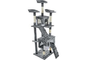 Scratching Post & Playhouse XXL - Cats - Gray - 170 cm Tall - with Hammock