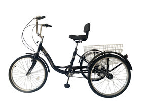 Trehjulet cykel - sort - 7 gear