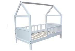 Børneseng hus 140 x 70cm massivt fyrretræ