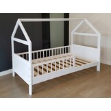 Børneseng hus 140 x 70cm massivt fyrretræ