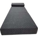 Luksus gæstemadras med pude - grafit - campingmadras - foldbar - 200x70x15 cm