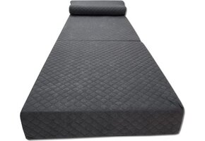 Luksus gæstemadras med pude - grafit - campingmadras - foldbar - 200x70x15 cm